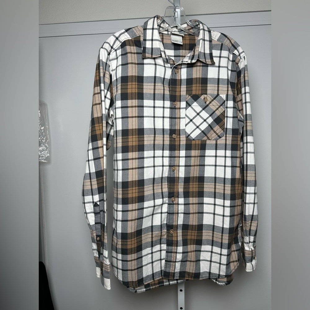 The North Face Brown and White Plaid Casual Shirt Size:M